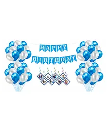 Amazing Xperience Birthday Decoration Kit Frozen Theme Metallic Balloons Happy Birthday Banner and Theme Based Dangler Decoration Kit Combo - Pack of 29 pcs