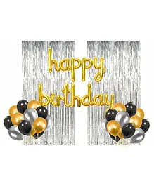 Amazing Xperience Birthday Decoration Kit Golden Black and Silver - Pack of 48 pcs