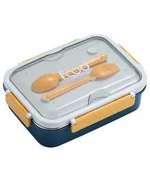 Toyshine Stainless Steel Bento Box with Spoon and Fork - Blue