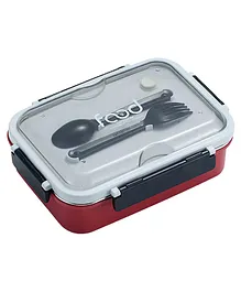 Toyshine Stainless Steel Bento Box with Spoon and Fork - Red