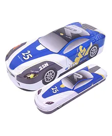Toyshine 2 in 1 Super Car Metal Pencil Box with Double Comparment - Blue White