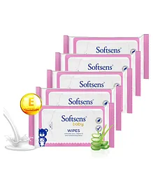 Softsens Baby Extra Moisturizing Skin Care Wet Wipes - 20 Pieces Each (Pack of 5)