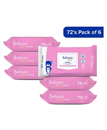 Softsens Extra Moisturising Skin Care Wet Wipes Pack of 6 - 72 Pieces Each
