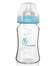 R for Rabbit First Feed Glass Bottle Blue - Capacity 250 ml