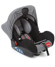 LuvLap Infant Baby Car Seat Cum Carry Cot And Rocker With Canopy Grey Black - 18237