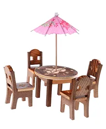 Voolex Wooden Miniature Dinning Table Chair Set - Multicolour