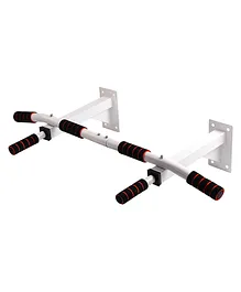 SPANKER Wall Mounted Multifunction Upper Body Workout Bar with 6 Foam Handles - White