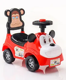 Little Step Monkey Shape Ride On With Horn and Storage - Red