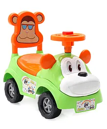 Little Step Monkey Shape Ride On With Horn and Storage - Green
