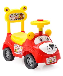 Little Step Dog Shape Ride On With Horn and Storage - Red
