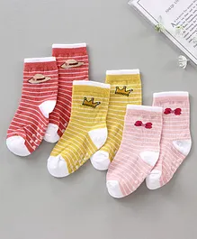 Supersox Ankle Length Socks Crown Print Pack Of 3 - Red Yellow Pink