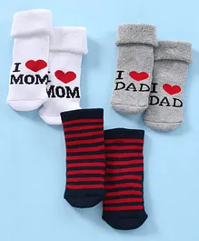 Supersox Cotton Ankle Length Socks I love Mom & Dad Design Pack of 3 - Multicolor