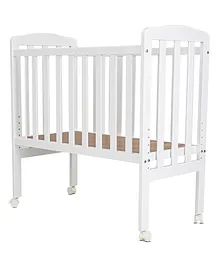 Baybee 2 in 1 Convertable Wooden Crib cot with Height Adjustable Mattress Base - White