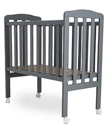Baybee 2 in 1 Convertable Wooden Crib cot with Height Adjustable Mattress Base - Grey