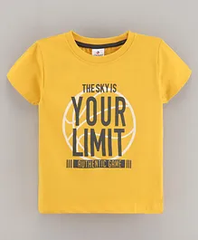OLLYPOP Half Sleeves Cotton T-shirt Text Print - Yellow