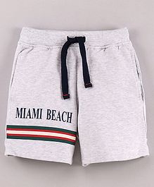 Lazy Bones Knee Length Shorts Text Print - Light Grey