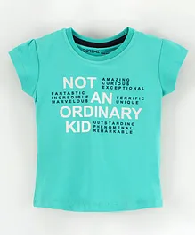 Doreme Short Sleeves Cotton T-Shirt Not An Ordinary Kid Print Print - Green