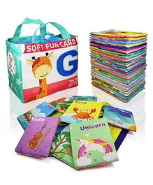Lattice Cloth Alphabet Cards Storage Bag 26 Cards - Multicolor