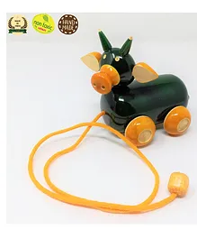 A&A Kreative Box Wooden Pull Along Indian Cow (Color May Vary)