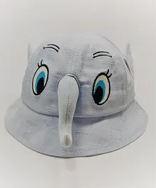 Kid-O-World Elephant Face Hat With Trunk And Ear Applique - Light Blue