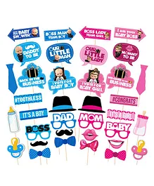 Zyozi Photo Booth Props Party Boy or Girl Baby Shower Party Blue And Pink - Pack of 36