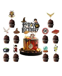 Zyozi Harry Happy Birthday Cake Topper and Cupcake Toppers  Pack of 10 - Multicolour