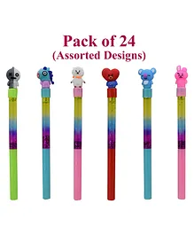 Asera Mix Cartoon Gel Pen Pack Of 12 - Multicolor ( Design & Color May Vary )