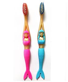 Yunicorn Max YMX 502 Mermaid Kids Toothbrush with Protective Hygine Lid Cover Pack Of 2 (Color May Vary)