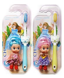 Yunicorn Max YMX 528 Toothbrush with Little Doll Toy Pack of 2 (Color May Vary)