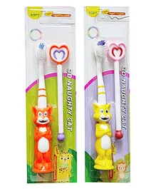 Yunicorn Max YMX 539 Tom Shaped Toothbrush with Tongue Cleaner Pack of 2 (Color may vary)