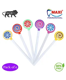 MAXI Lollipop Tongue Cleaner Pack of 6 - Multicolor