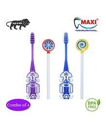 MAXI Oral Care Junior Toothbrush & Tongue Cleaner Pack Of 4 - Multicolor 