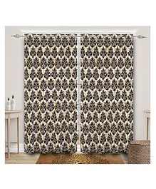 Saral Home Brown Medallion Jacquard Yarn Blackout Long Door Curtains Pack of 2 - Brown