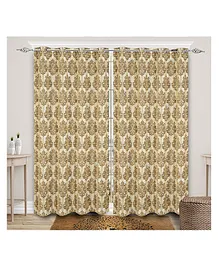 Saral Home Gold Medallion Jacquard Yarn Blackout Long Door Curtains Pack of 2 - Brown