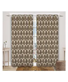 Saral Home Light Brown Medallion Jacquard Yarn Blackout Long Door Curtains Pack of 2 - Brown