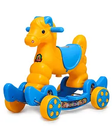 Webby 2 in 1 Horse Rocker Cum Ride On Toy - Yellow Blue