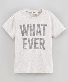 Koton Half Sleeves Tee Whateve  Print - Light Grey