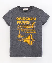 Koton Half Sleeves T-Shirt Mission Mars Print - Grey