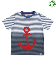 Lilly & Sid Half Sleeves T Shirts Anchor Print - Navy