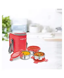 Milton Cube 3 Stainless Steel Tiffin Lunch Box Red - 300 ml Each