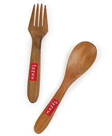 HAZEL Wooden Cutlery Set Portable Reusable Wooden Utensils Spoon Fork For Kitchen Travel Outdoor Picnic Set - Brown