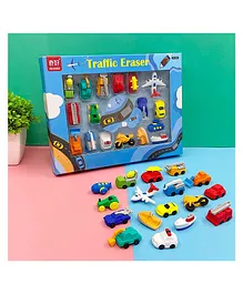 Vinmot Traffic Vehicle Theme Eraser Set Pack of 17 - Multicolor