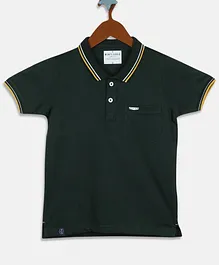 Monte Carlo Half Sleeves With Front Button Closure & Side Pocket Solid Tee - Green