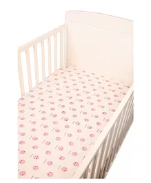 Blooming Buds Fitted Crib Sheet Smiley Print - Off White Pink