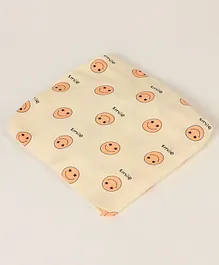 Blooming Buds Fitted Crib Sheet Smiley Print - Off White & Peach