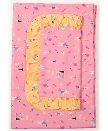 Blooming Buds Cotton Cot Sheet & Pillow Cover Rabbit Print - Pink