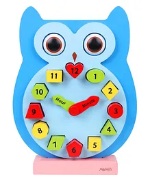 Matoyi Wooden Owl Clock - Multicolour