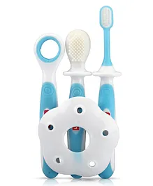 LuvLap Baby Training Toothbrush Set Pack Of 3 - White Blue