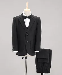 Robo Fry Full Sleeves Party Suit With Waistcoat Solid - Black