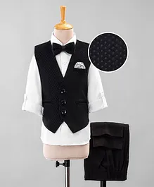 Robo Fry Full Sleeves Party Suits With Bow - Black